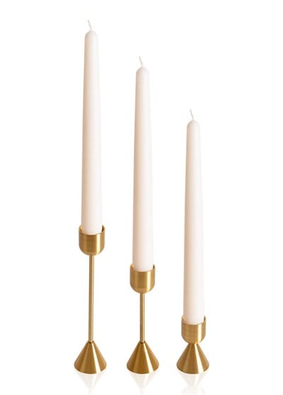 The Mia Brass Pirinç Silindir Şamdan 3 Parça Set