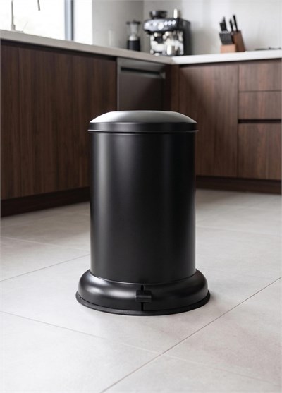 The Mia Metal Pedallı Çöp Kovası Siyah 25 Lt
