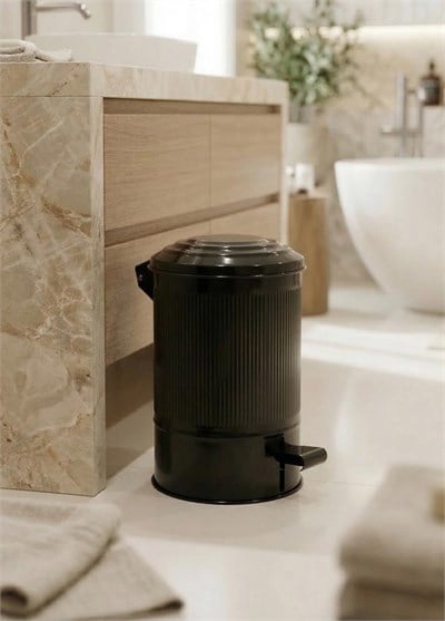 The Mia Stripe Mutfak ve Banyo Çöp Kovası Siyah 5 Lt