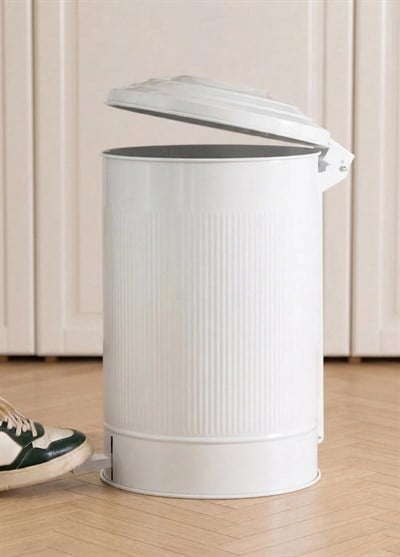 The Mia Stripe Mutfak Çöp Kovası Beyaz 37 Lt