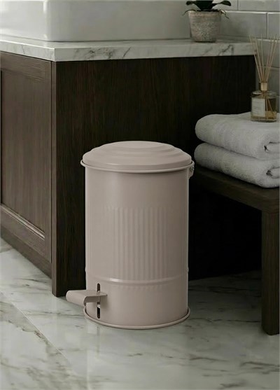 The Mia Stripe Mutfak ve Banyo Çöp Kovası Bej 5 Lt
