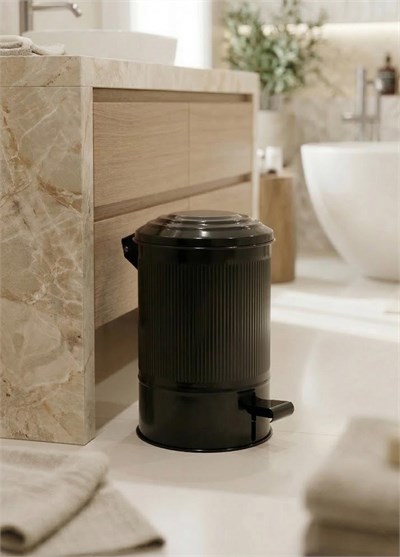 The Mia Stripe Mutfak ve Banyo Çöp Kovası Siyah 5 Lt