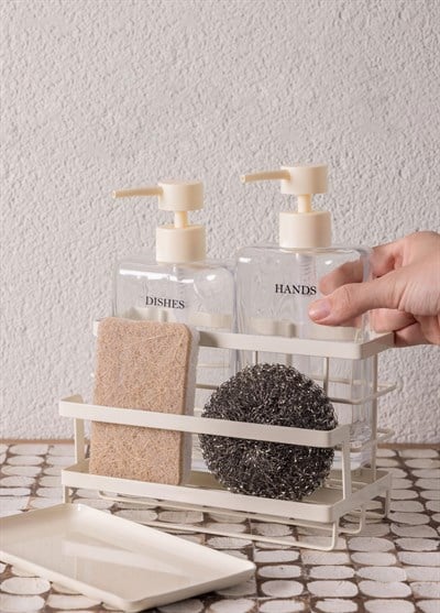The Mia Metal Standlı Sıvı Sabunluk Krem 4 Parça