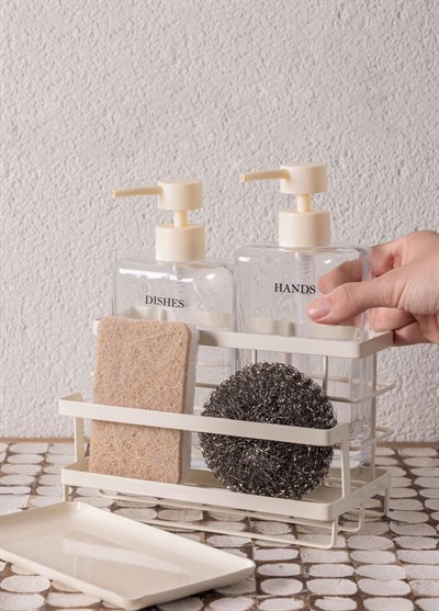 The Mia Metal Standlı Sıvı Sabunluk Krem 4 Parça