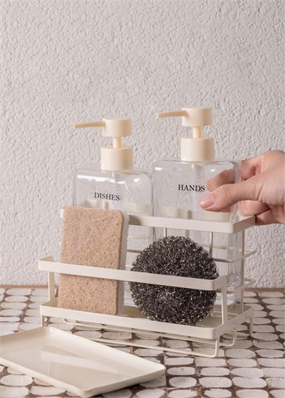 The Mia Metal Standlı Sıvı Sabunluk Krem 4 Parça