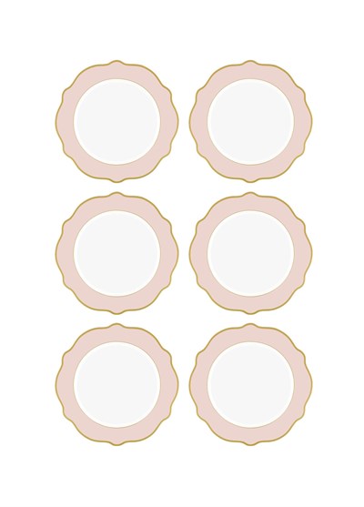 The Mia Jaswely Pasta Tabağı 6 Parça Pembe 21 Cm