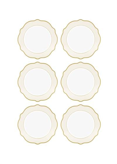 The Mia Jaswely Pasta Tabağı 6 Parça Krem 21 Cm