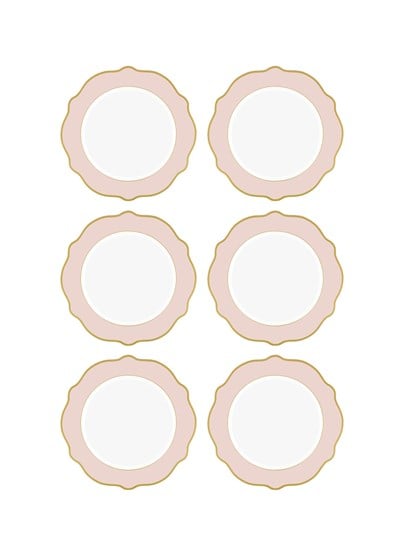 The Mia Jaswely Pasta Tabağı 6 Parça Pembe 21 Cm