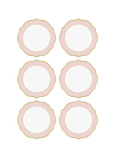 The Mia Jaswely Pasta Tabağı 6 Parça Pembe 21 Cm