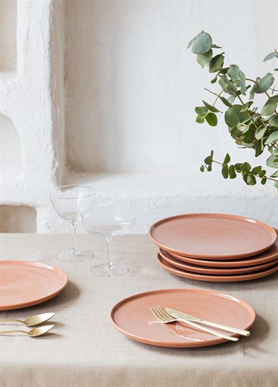 The Mia Noon Pasta Tabağı 6lı Set Somon 19 cm 