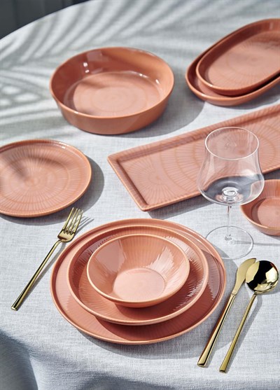 The Mia Noon Pasta Tabağı 6lı Set Somon 19 cm 