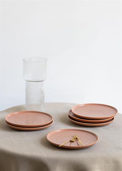 The Mia Noon Pasta Tabağı 6lı Set Somon 19 cm 