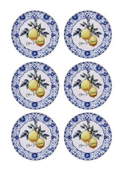 The Mia Odore Di Limone Pasta Tabağı 6lı Set 19 cm ODL0001