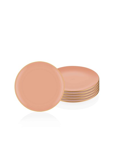The Mia Basic Pasta Tabağı 6 Lı Set Somon Pembe - 19cm