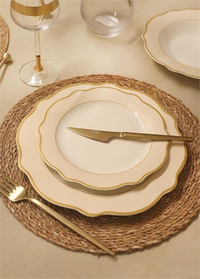 The Mia Jaswely Pasta Tabağı 6 Parça Krem 21 Cm