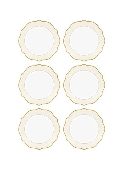 The Mia Jaswely Pasta Tabağı 6 Parça Krem 21 Cm