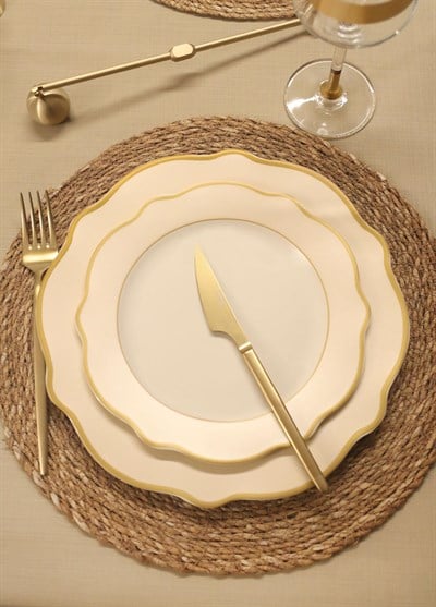 The Mia Jaswely Pasta Tabağı 6 Parça Krem 21 Cm