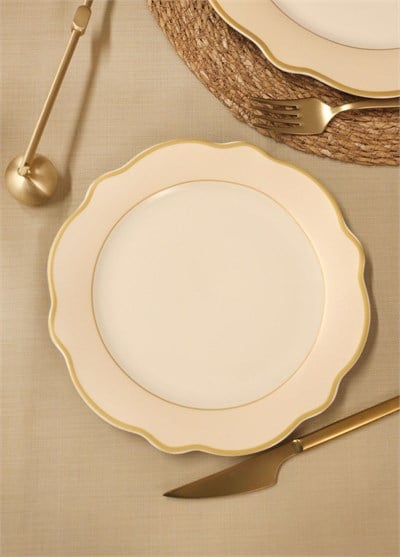 The Mia Jaswely Pasta Tabağı 6 Parça Krem 21 Cm
