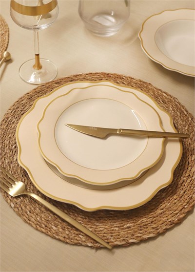 The Mia Jaswely Pasta Tabağı 6 Parça Krem 21 Cm