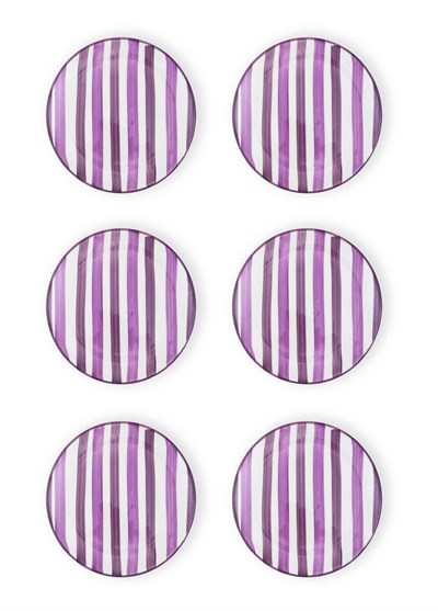 The Mia Joy Pasta Tabağı 6lı Set Mor 19 cm