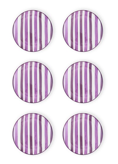The Mia Joy Pasta Tabağı 6lı Set Mor 19 cm