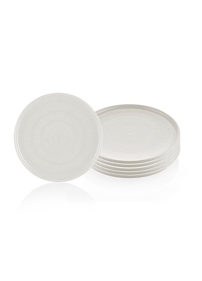 The Mia Noon Pasta Tabağı 6lı Set Krem 19 cm