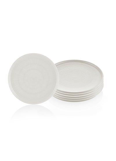 The Mia Noon Pasta Tabağı 6lı Set Krem 19 cm
