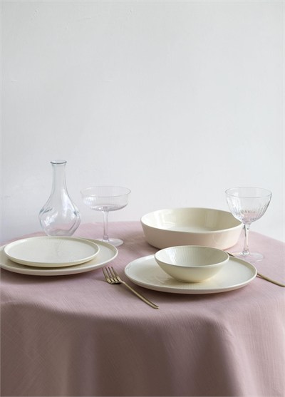 The Mia Noon Pasta Tabağı 6lı Set Krem 19 cm