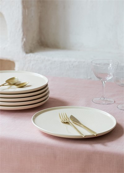 The Mia Noon Pasta Tabağı 6lı Set Krem 19 cm