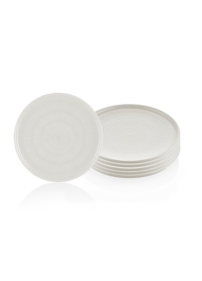 The Mia Noon Pasta Tabağı 6lı Set Krem 19 cm