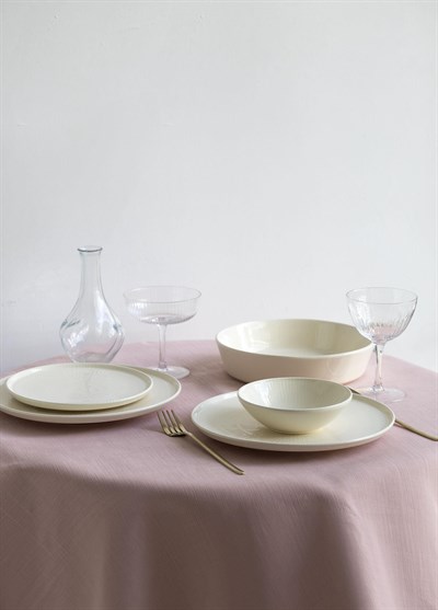 The Mia Noon Pasta Tabağı 6lı Set Krem 19 cm 
