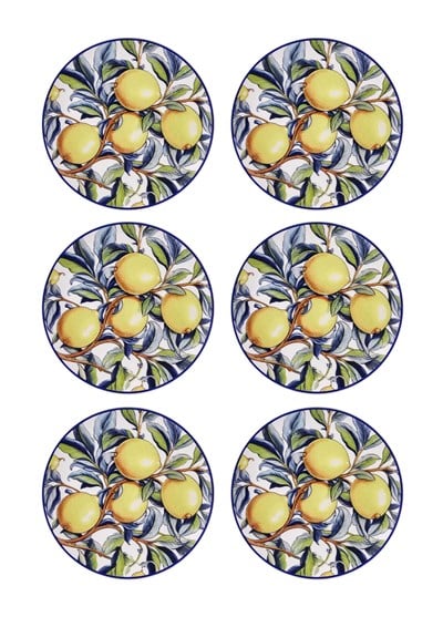 The Mia Odore Di Limone Pasta Tabağı 6lı Set 19 cm ODL0002