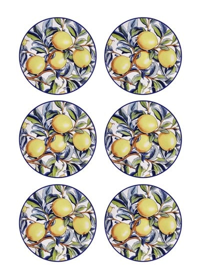 The Mia Odore Di Limone Pasta Tabağı 6lı Set 19 cm ODL0002