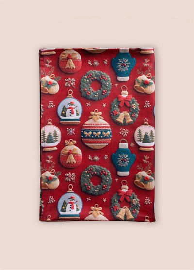 The Mia Modern Figür Desenli Masa Örtüsü 150x240 Cm Kırmız