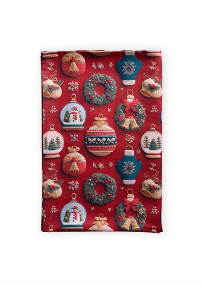 The Mia Modern Figür Desenli Masa Örtüsü 150x240 Cm Kırmız