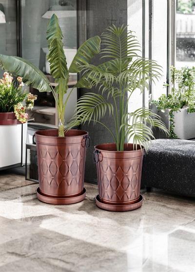 The Mia Prizma Saksı Bakır Kaplama 37x31x46 cm