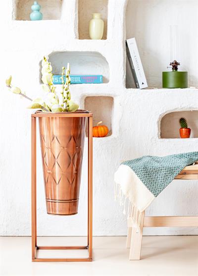 The Mia Prizma Vazo Saksıı Bakır Kaplama 70x30x30 cm