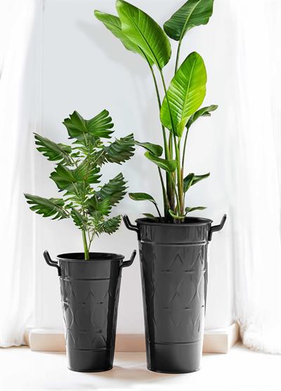 The Mia Prizma Vazo Saksı Siyah 40 cm