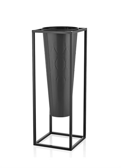 The Mia Prizma Vazo Saksı Siyah 80x30x30 cm
