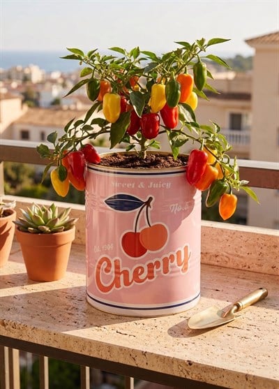 The Mia Retro Metal Saksı Cherry 20 x 24 cm