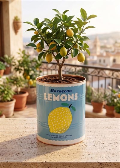 The Mia Retro Metal Saksı Lemon and Tomato 20 x 24 cm