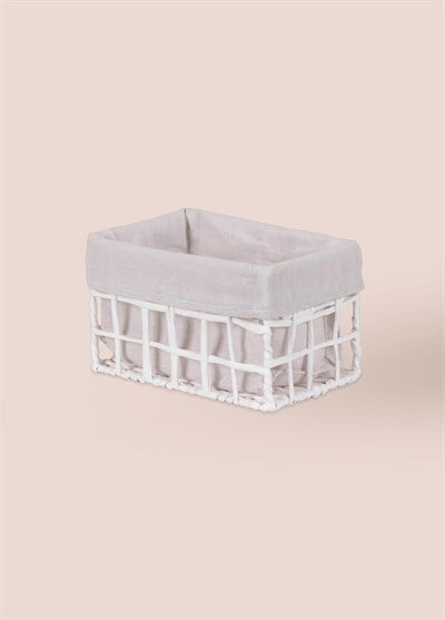 The Mia Braid Hasır Organizer Sepet Beyaz 22x14x13 cm