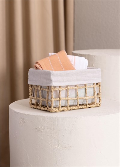 The Mia Braid Hasır Organizer Sepet Naturel 22x14x13 cm