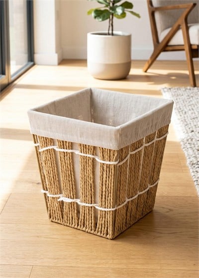 Sepet The Mia Braid Hasır Organizer Sepet Krem Dikdörtgen 25 cm