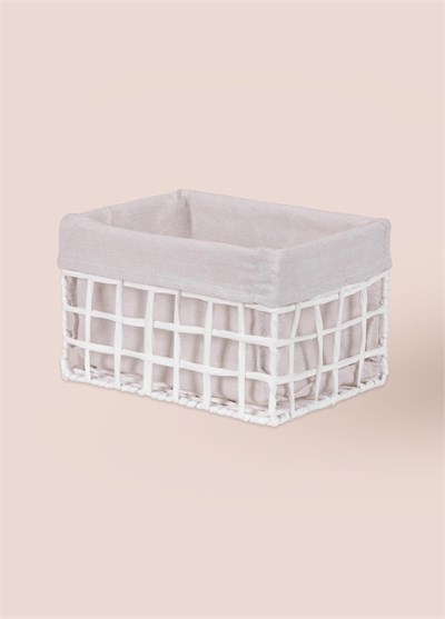 The Mia Braid Hasır Organizer Sepet Beyaz 26x18x16 cm