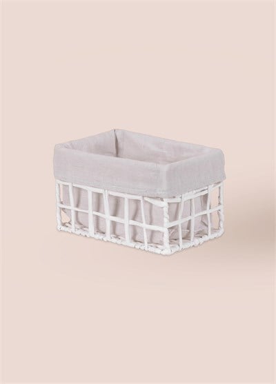 The Mia Braid Hasır Organizer Sepet Beyaz 22x14x13 cm