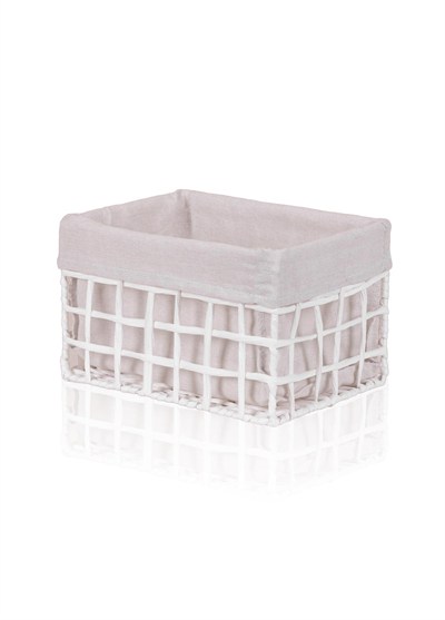 The Mia Braid Hasır Organizer Sepet Beyaz 26x18x16 cm