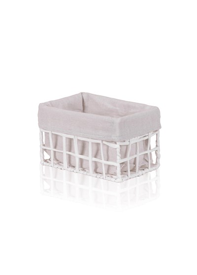 The Mia Braid Hasır Organizer Sepet Beyaz 22x14x13 cm
