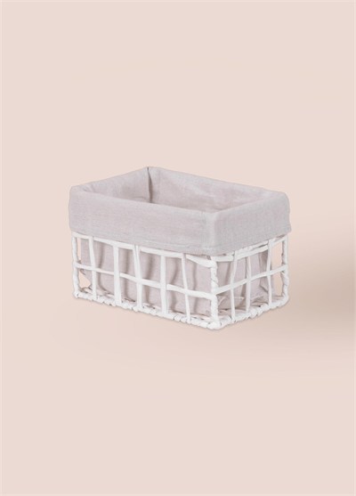 The Mia Braid Hasır Organizer Sepet Beyaz 22x14x13 cm