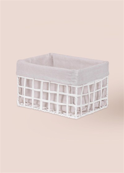 The Mia Braid Hasır Organizer Sepet Beyaz 26x18x16 cm